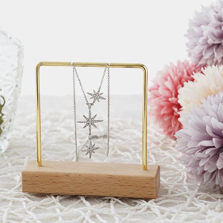Jewelry Organizer Wooden Rack Bracelet Earring Holder Display Decoration Stand Earring Support Display Decoration Rack Small Jewelry Display Holder T-Shaped Iron Fashion Home Bracelet Pendant Jewelry Storage Shelf Stand for Woman Girls