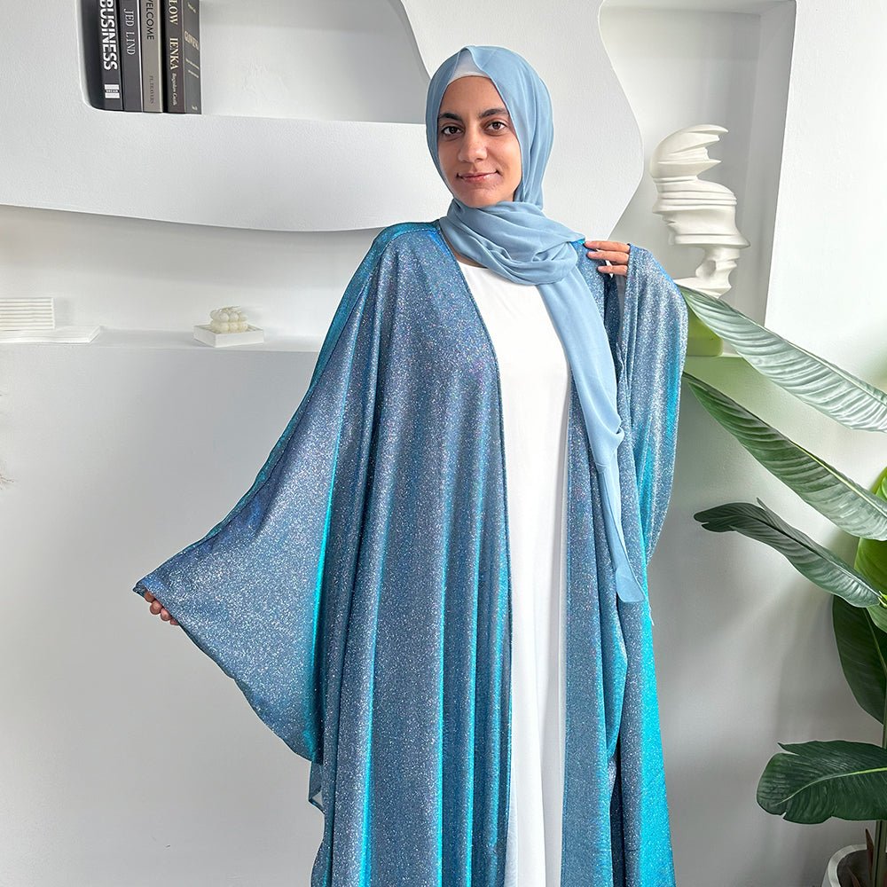 Kaftan Batwing Sleeve Glitter Open Abaya (MOA098)