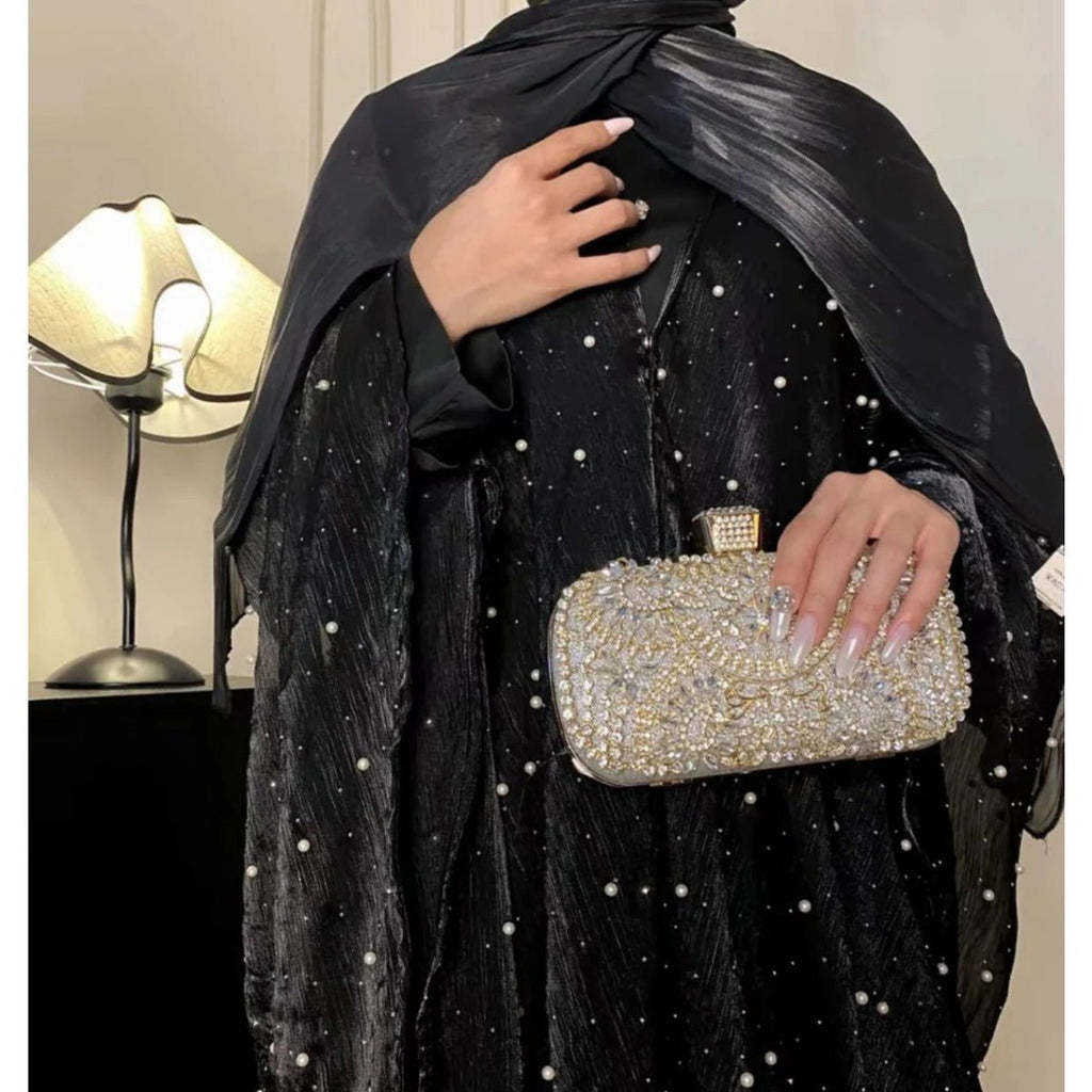 Kaftan Beaded Dazzling Shiny Open Abaya 2-Piece Set (MOA111)