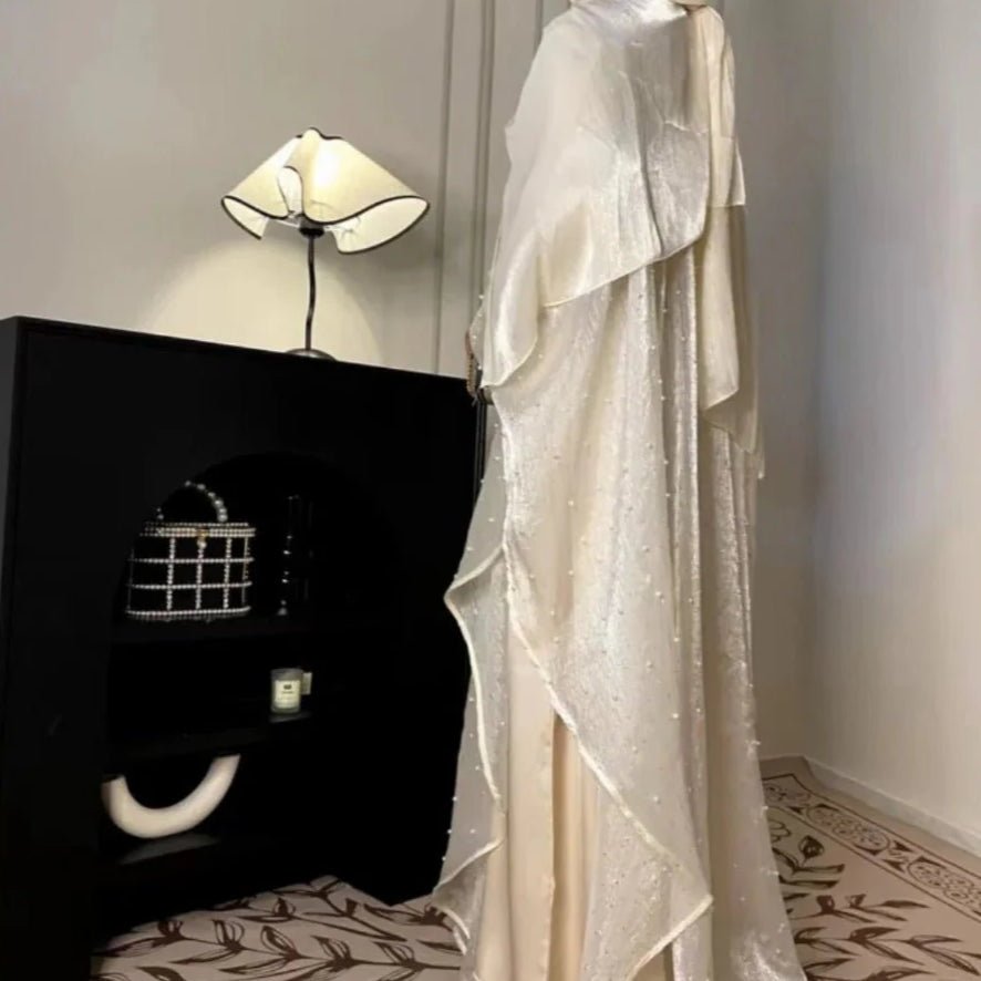 Kaftan Beaded Dazzling Shiny Open Abaya 2-Piece Set (MOA111)