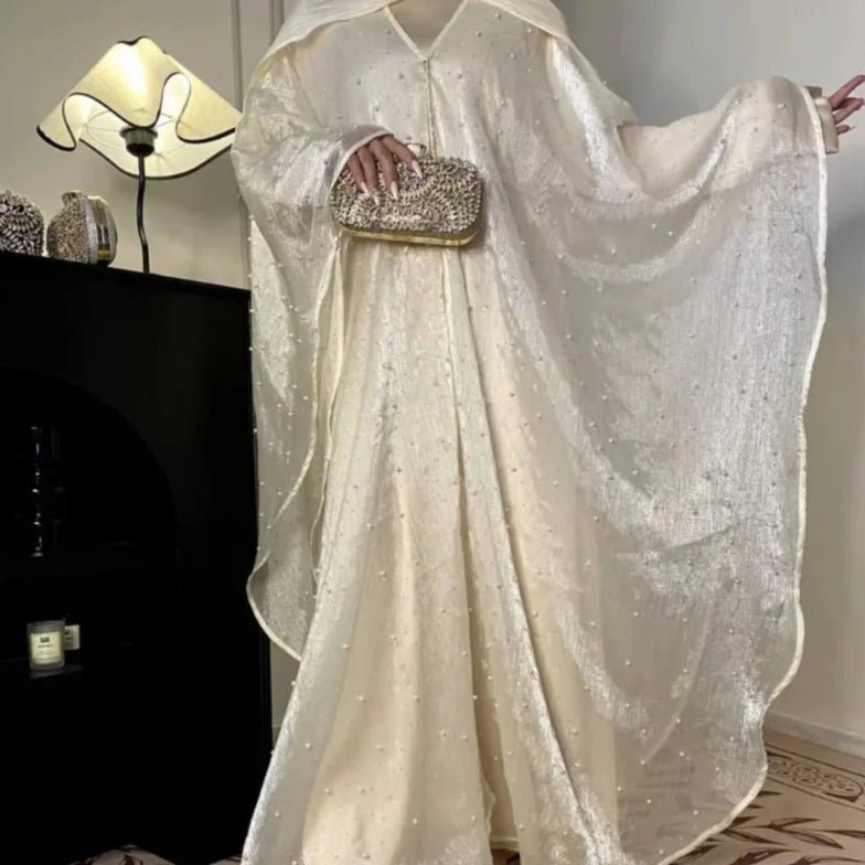 Kaftan Beaded Dazzling Shiny Open Abaya 2-Piece Set (MOA111)