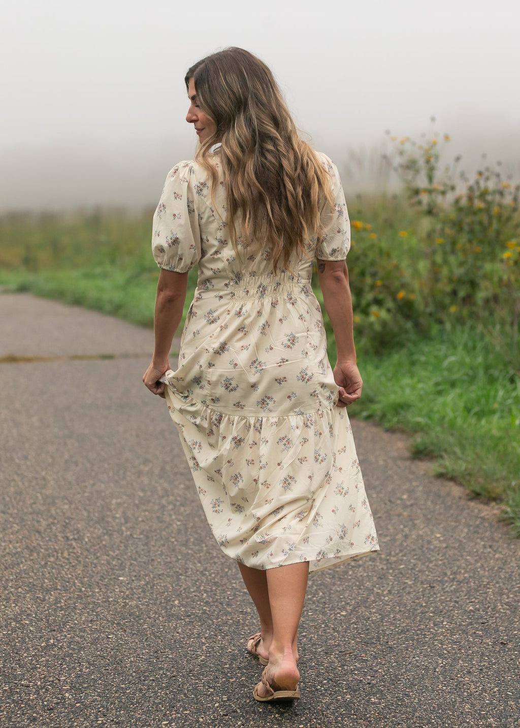 Katrina Half Sleeve Floral Midi Dress