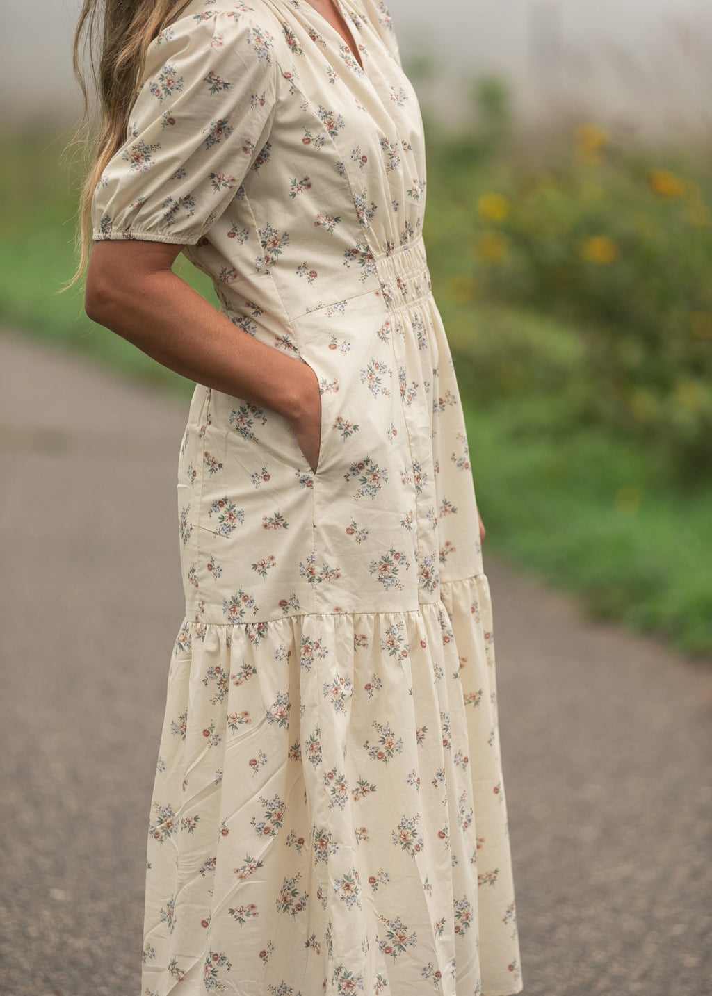 Katrina Half Sleeve Floral Midi Dress