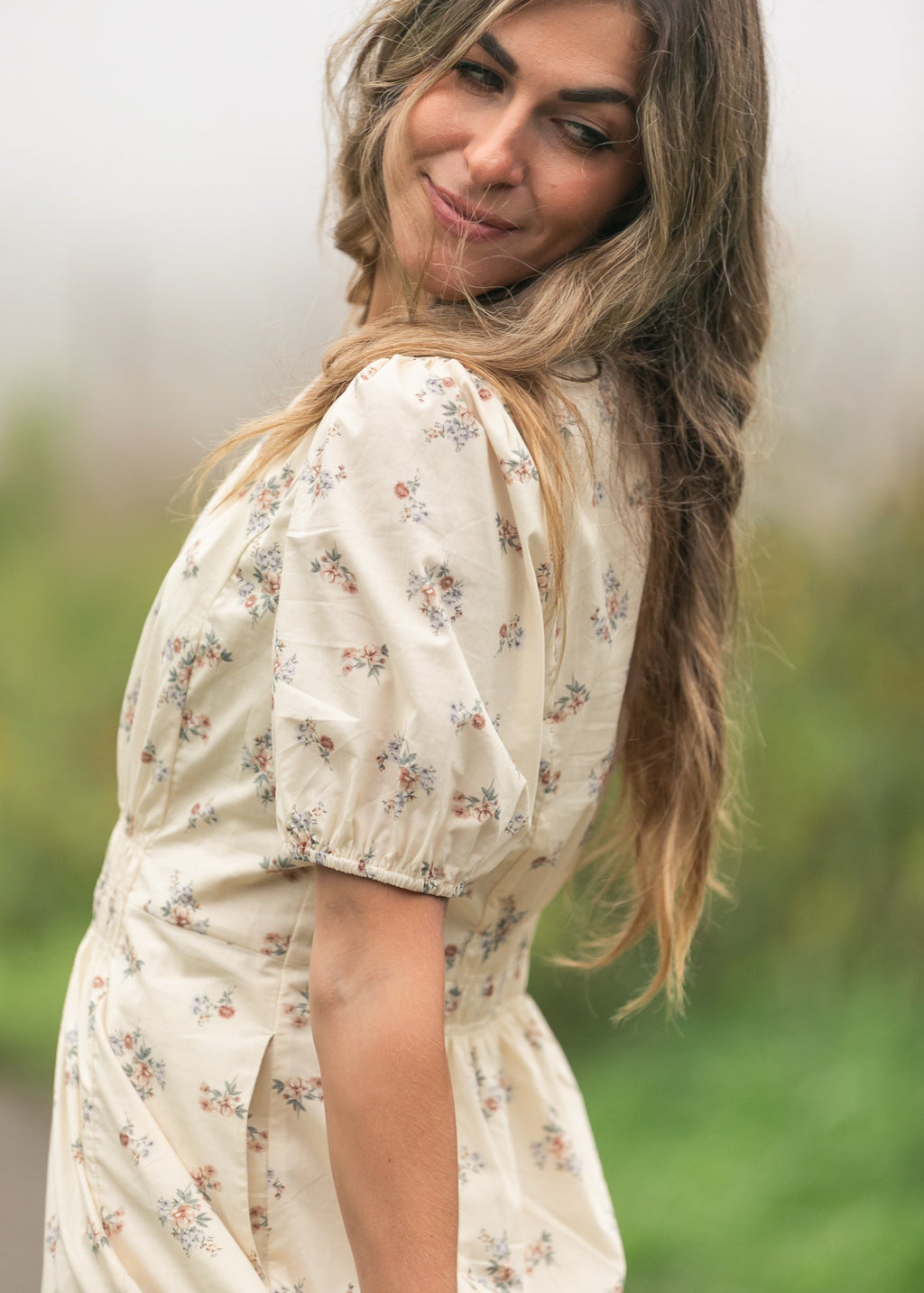 Katrina Half Sleeve Floral Midi Dress
