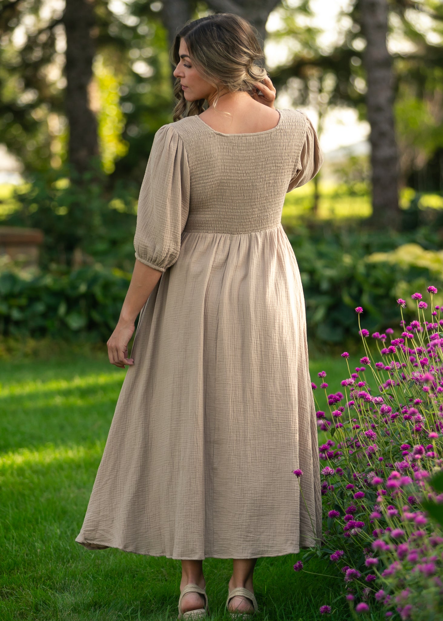 Kayleen Tan Smocked Bodice Gauze Dress - FINAL SALE