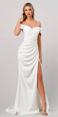 Cinderella Divine KV1057W Crepe Off the Shoulder Dress