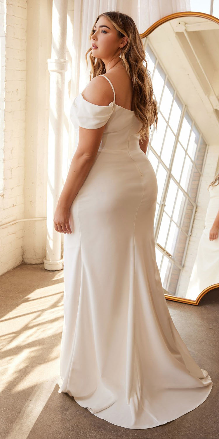 Cinderella Divine KV1057WC Crepe Off the Shoulder Dress
