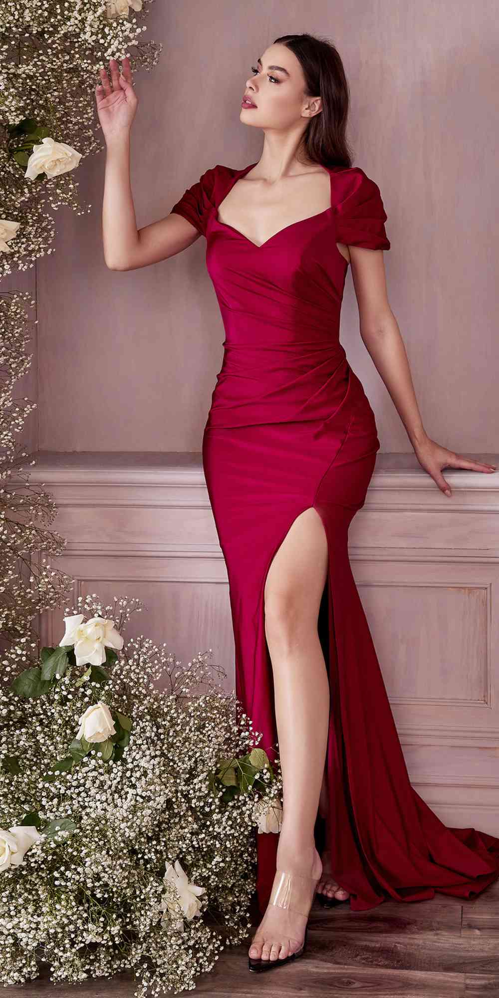 Cinderella Divine KV1061 Cap Sleeve With Shawl Long Fitted Dress