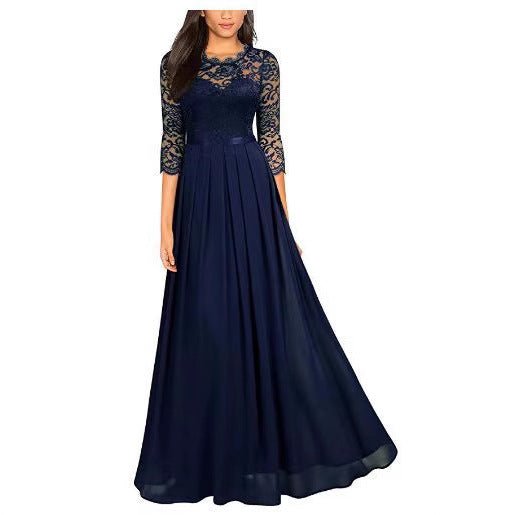 Lace Bodice Chiffon Maxi Dress(MS331)