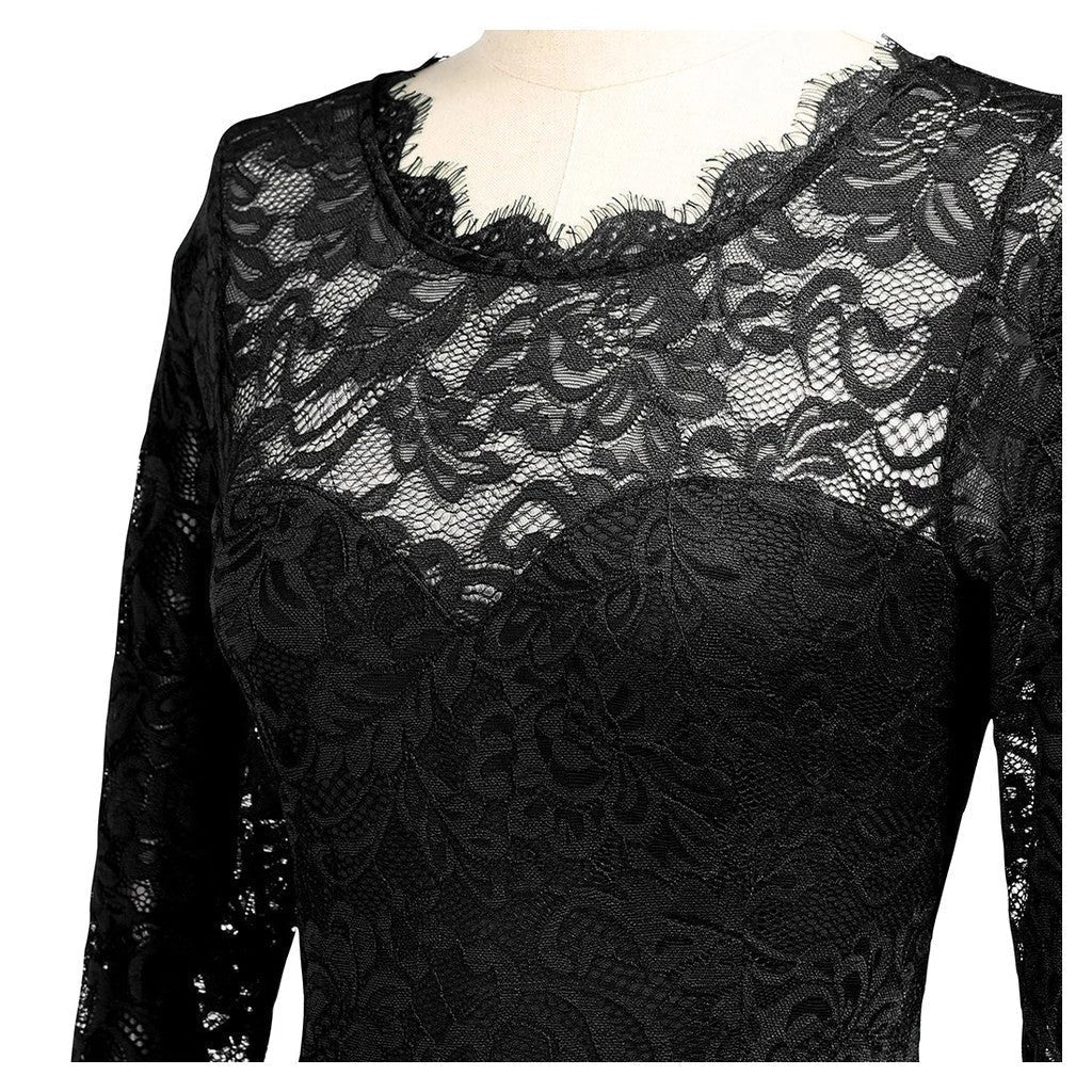 Lace Bodice Chiffon Maxi Dress(MS331)