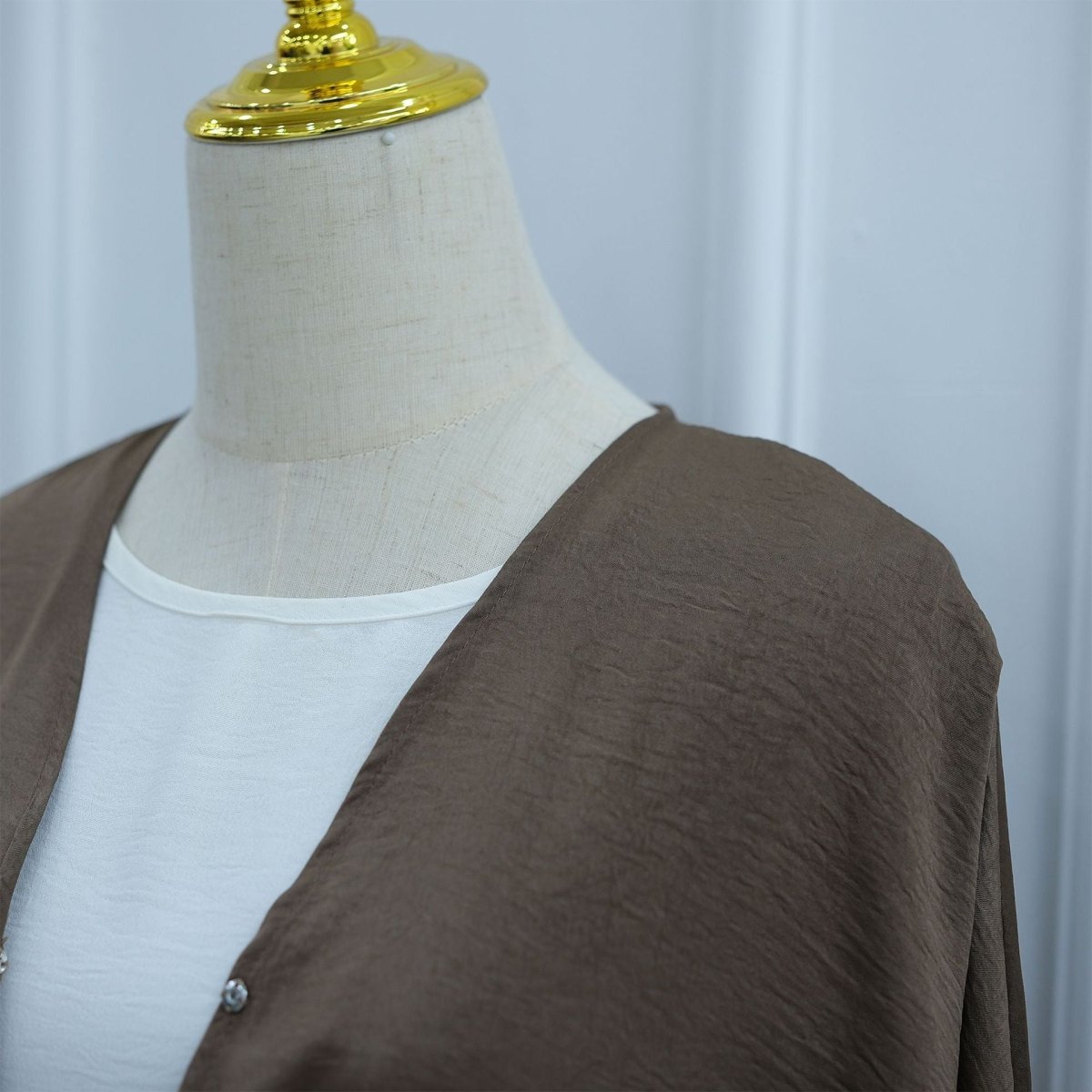 Lace Cuff Crinkle Open Abaya(MOA328)