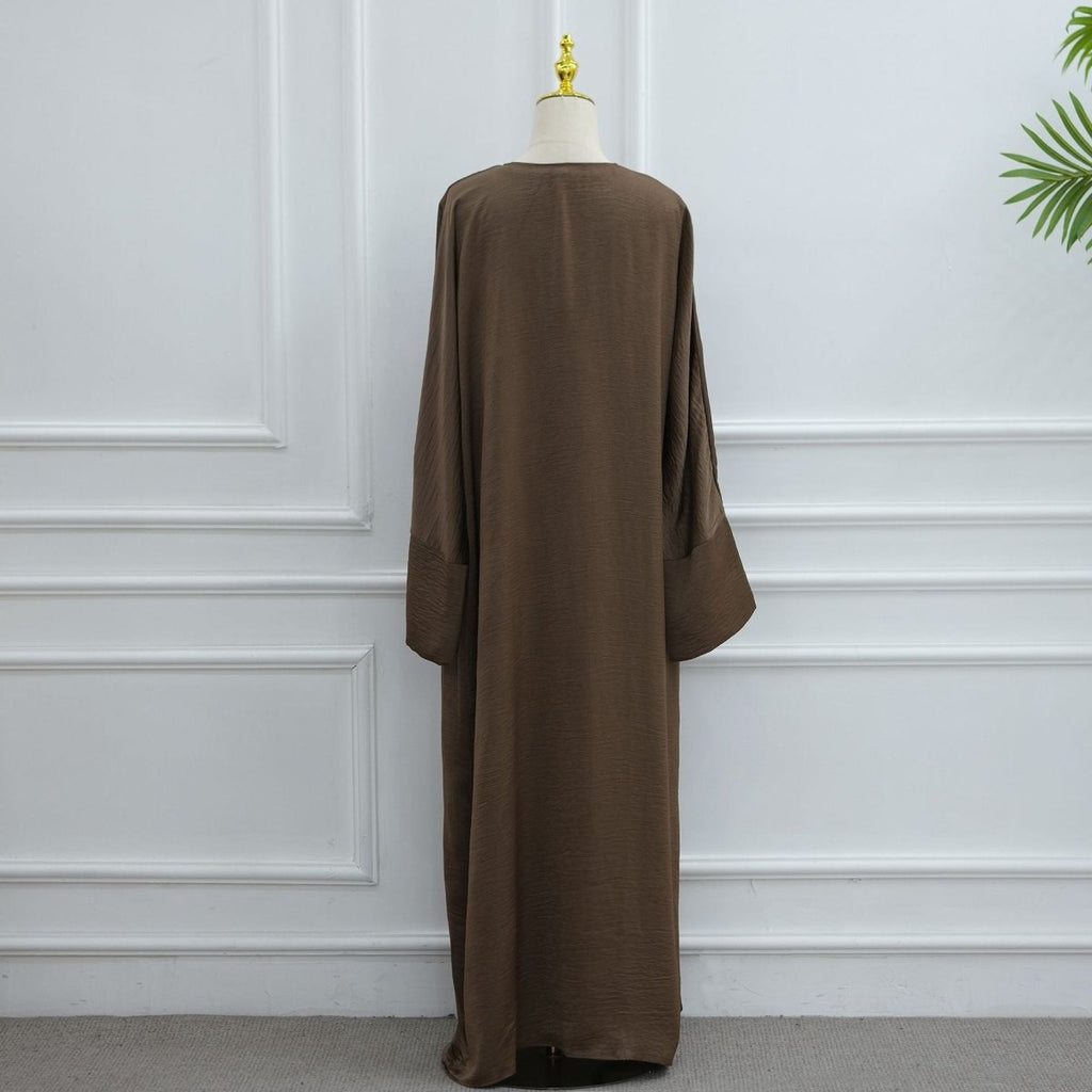 Lace Cuff Crinkle Open Abaya(MOA328)