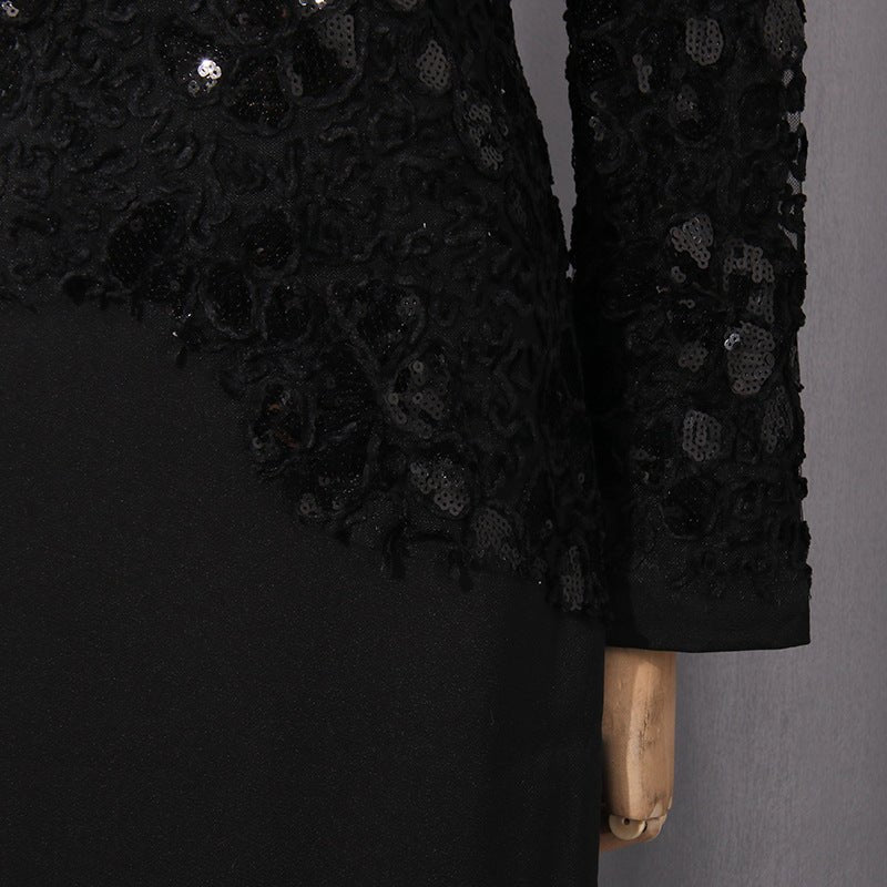 Lace Embroidered Mermaid Gown | Vintage Elegant Fishtail Maxi Dress (MS215)