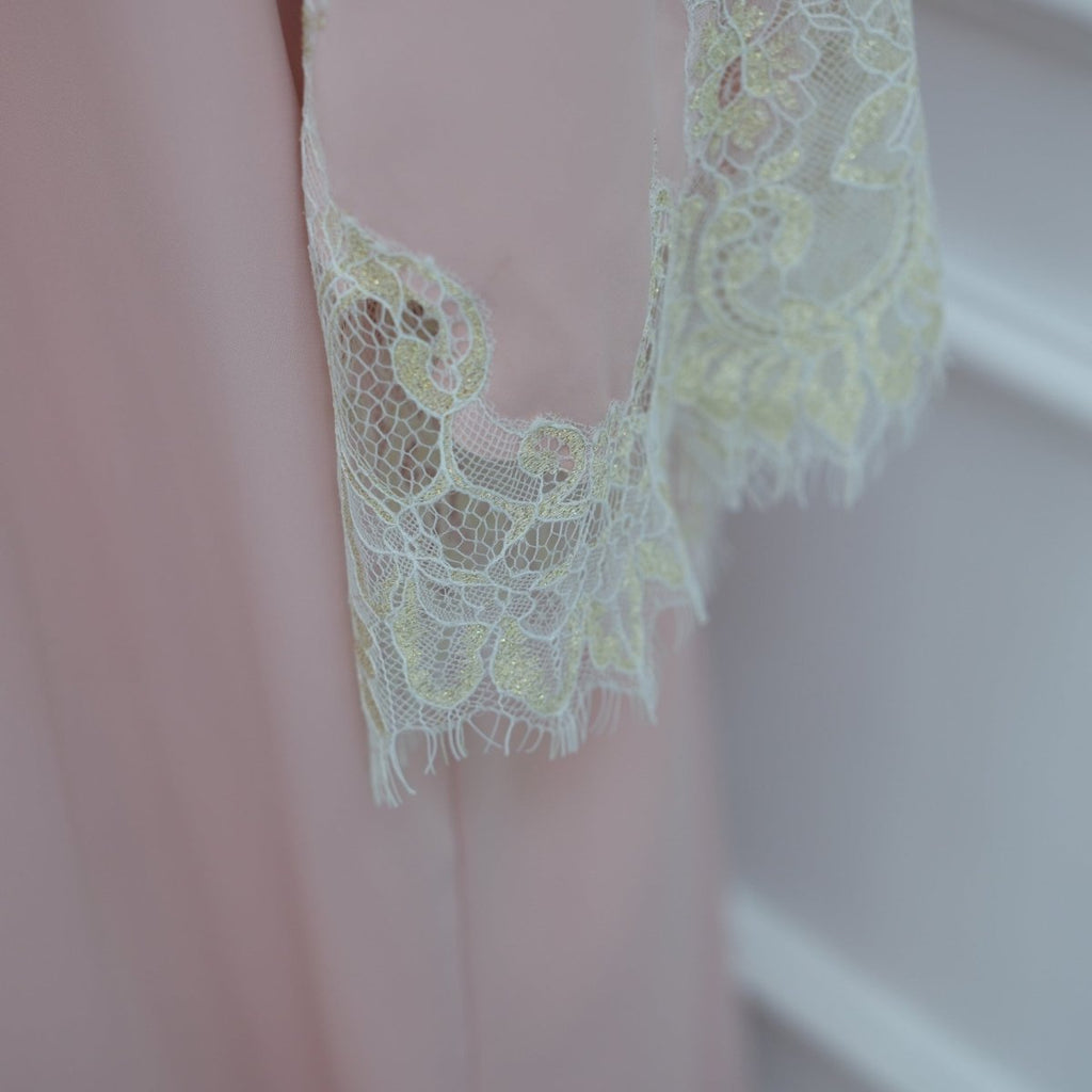 Lace-Panel Flared-Sleeve Open Abaya with Pockets(MOA332)