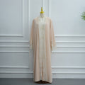 Lace-Panel Flared-Sleeve Open Abaya with Pockets(MOA332)