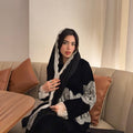 Lace Panel Open Abaya & Hijab Set(MOA319)