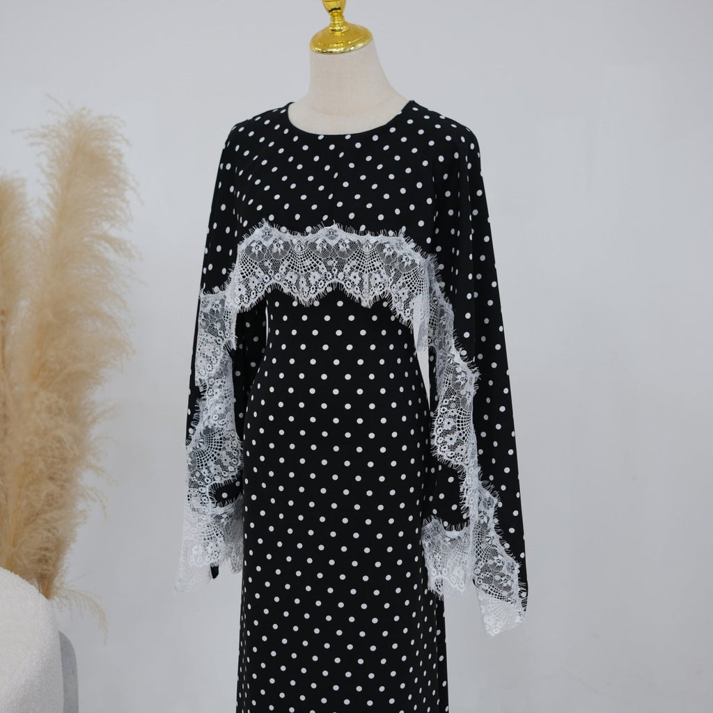 Lace Splice Satin Maxi Dress with Fixed Cape(MS438)
