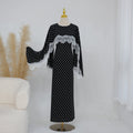 Lace Splice Satin Maxi Dress with Fixed Cape(MS438)