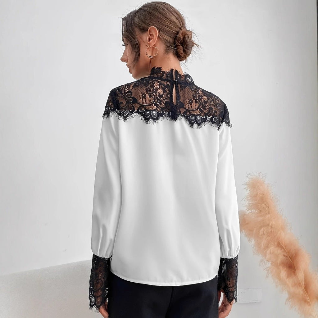 Lace Trim Blouse(MS387)