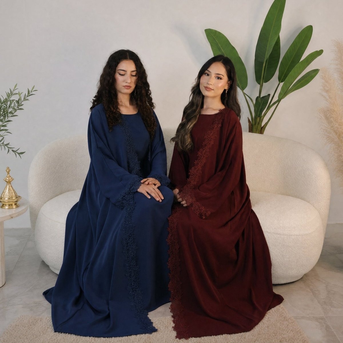 Lace-Trim Nida 3-Piece Abaya Set(MOA330)
