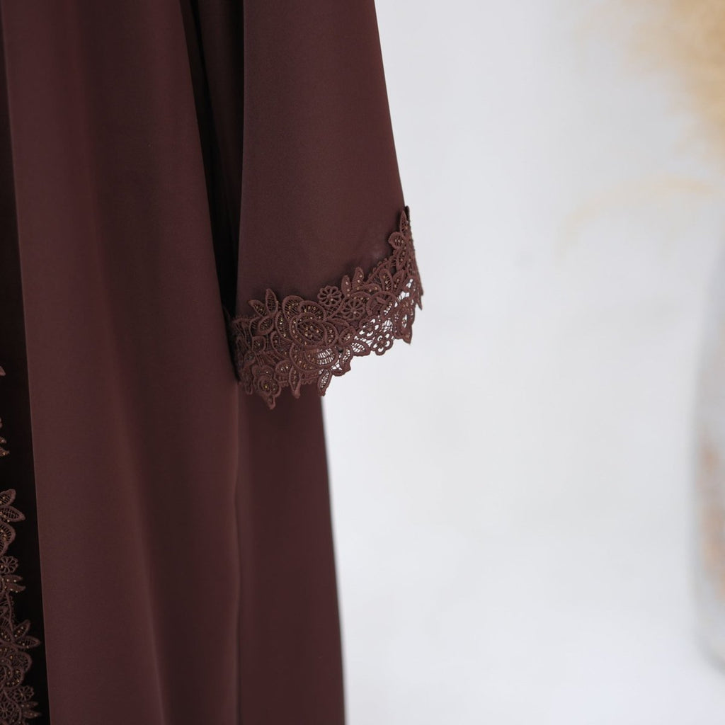 Lace-Trim Nida 3-Piece Abaya Set(MOA330)