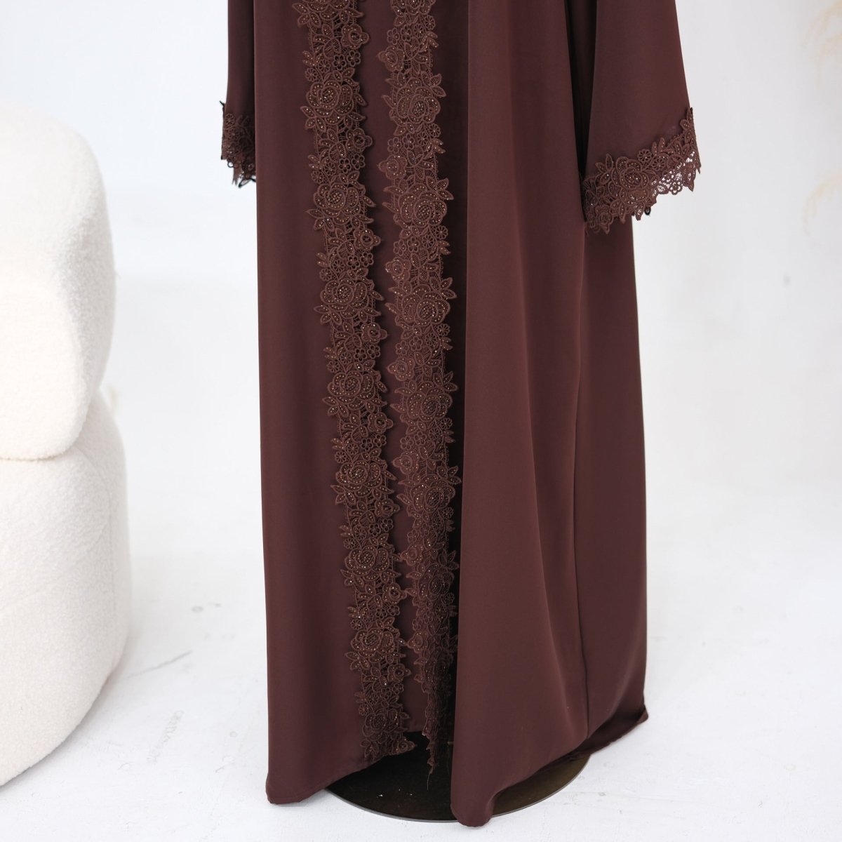 Lace-Trim Nida 3-Piece Abaya Set(MOA330)