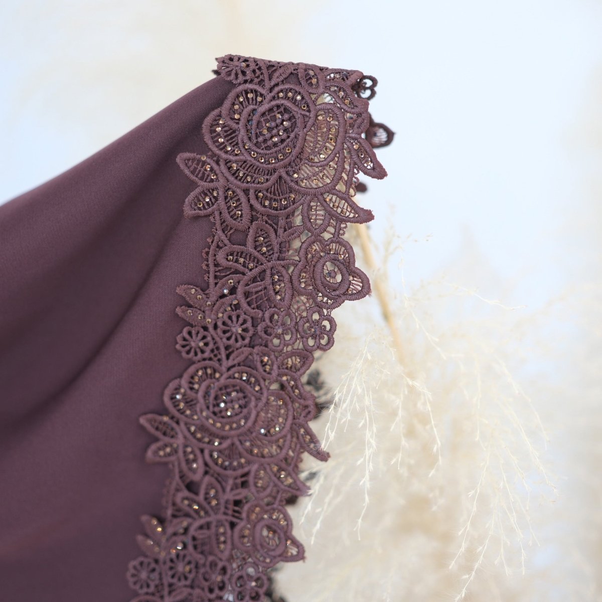 Lace-Trim Nida 3-Piece Abaya Set(MOA330)