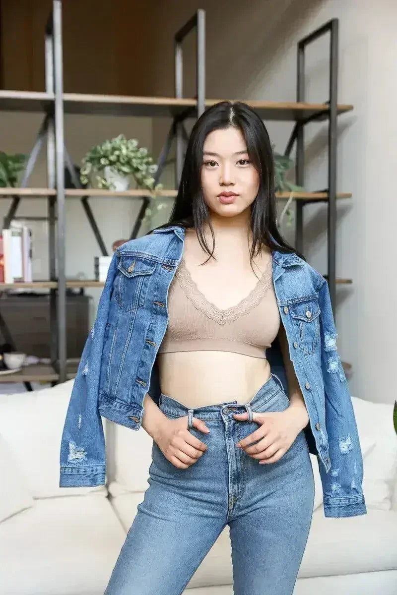 Lace Trim Padded Bralette - Comfortable Everyday Bra | Femstylo