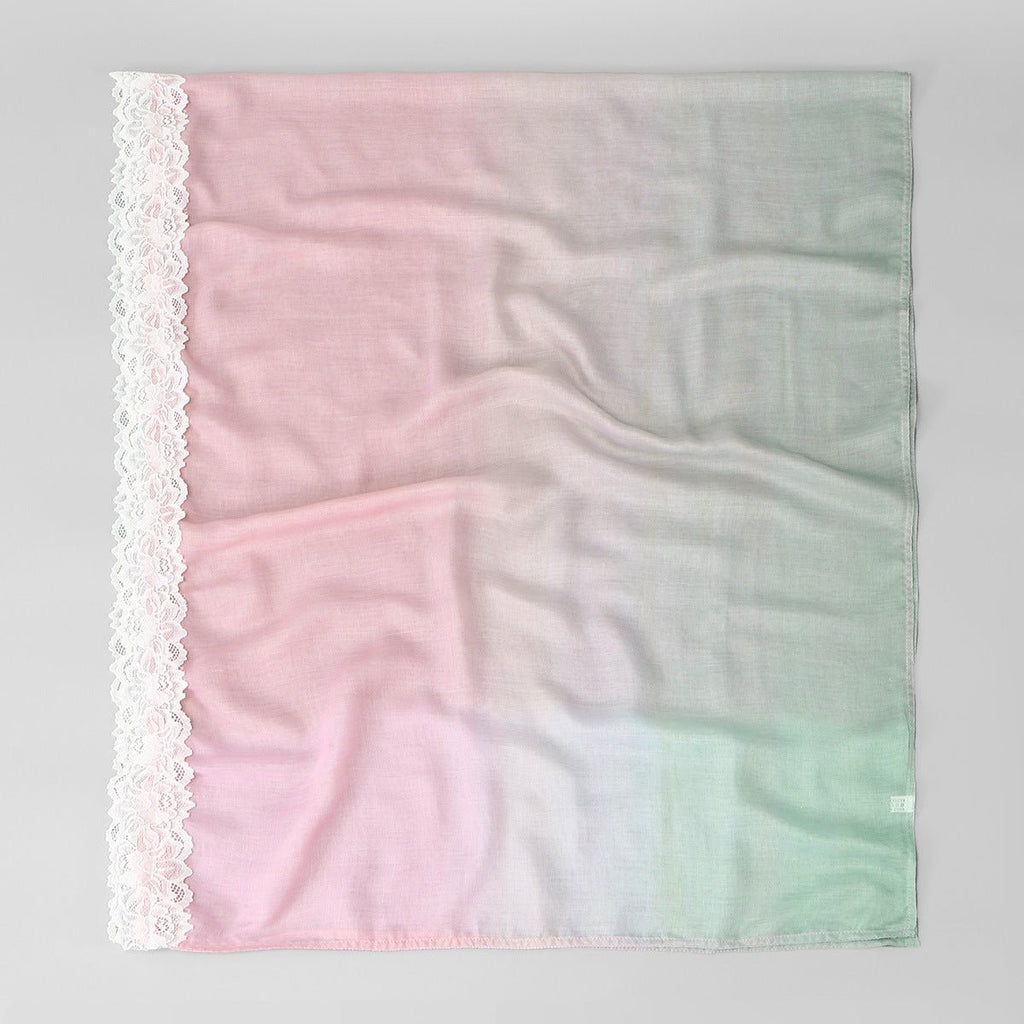 Lace Trim Print Hijab Shawl(MH224)