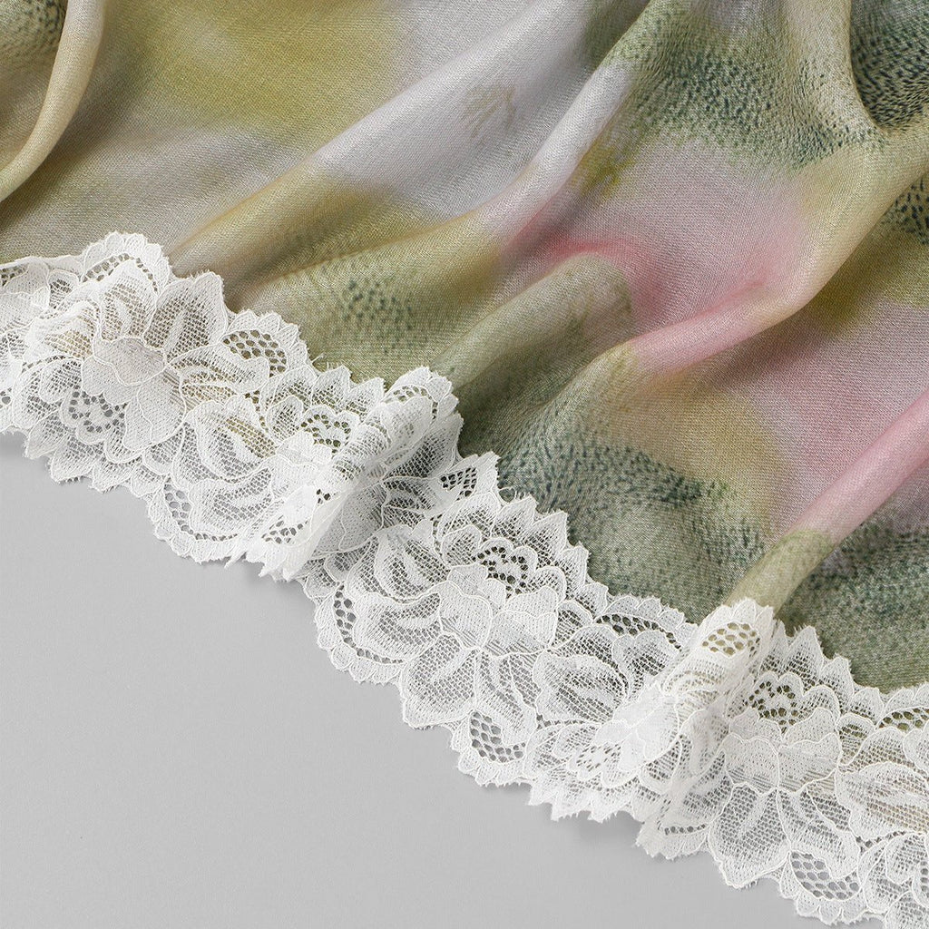 Lace Trim Print Hijab Shawl(MH224)
