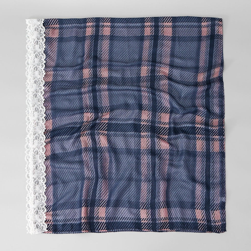 Lace Trim Print Hijab Shawl(MH224)