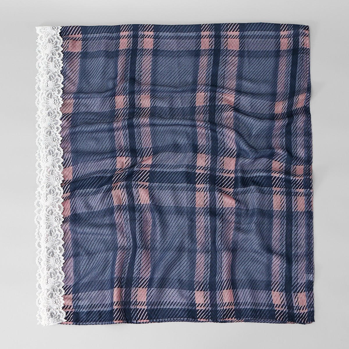 Lace Trim Print Hijab Shawl(MH224)