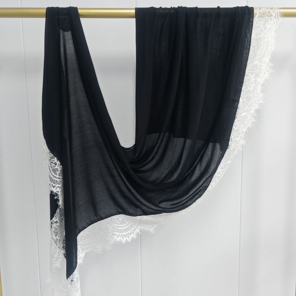 Lace Trim Rayon Hijab Scarf(MH211)