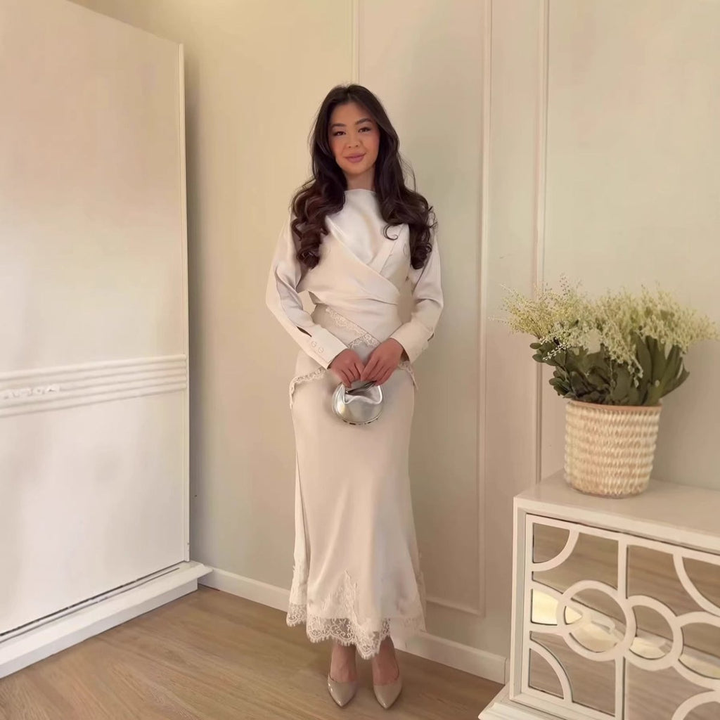 Lace Trim Wrap Top & Maxi Skirt Set (MS390)