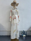 Lace-Up Thin Fashion Flower Print Dress Set(MS082)