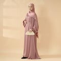Lantern Sleeve Abaya, 4-Piece Set Large Pleated Sleeves Abaya (MOA084)