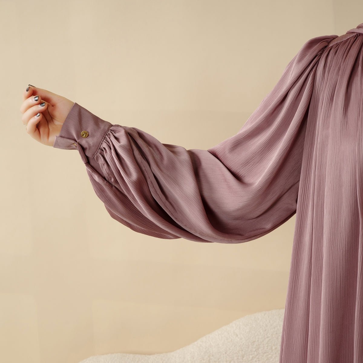 Lantern Sleeve Abaya, 4-Piece Set Large Pleated Sleeves Abaya (MOA084)