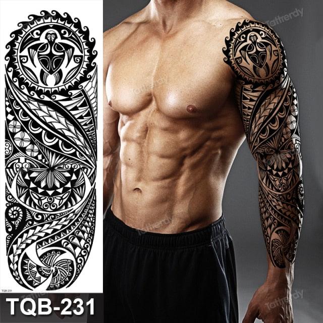 Large Black Temporary Tattoo Waterproof Luxury Big Tattoo For Body Arm Legs Modern Design
