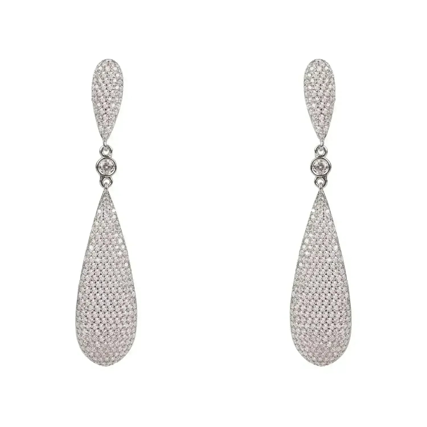 Coco Long Drop Earrings | Silver Zirconia Elegant Dangles - Femstylo