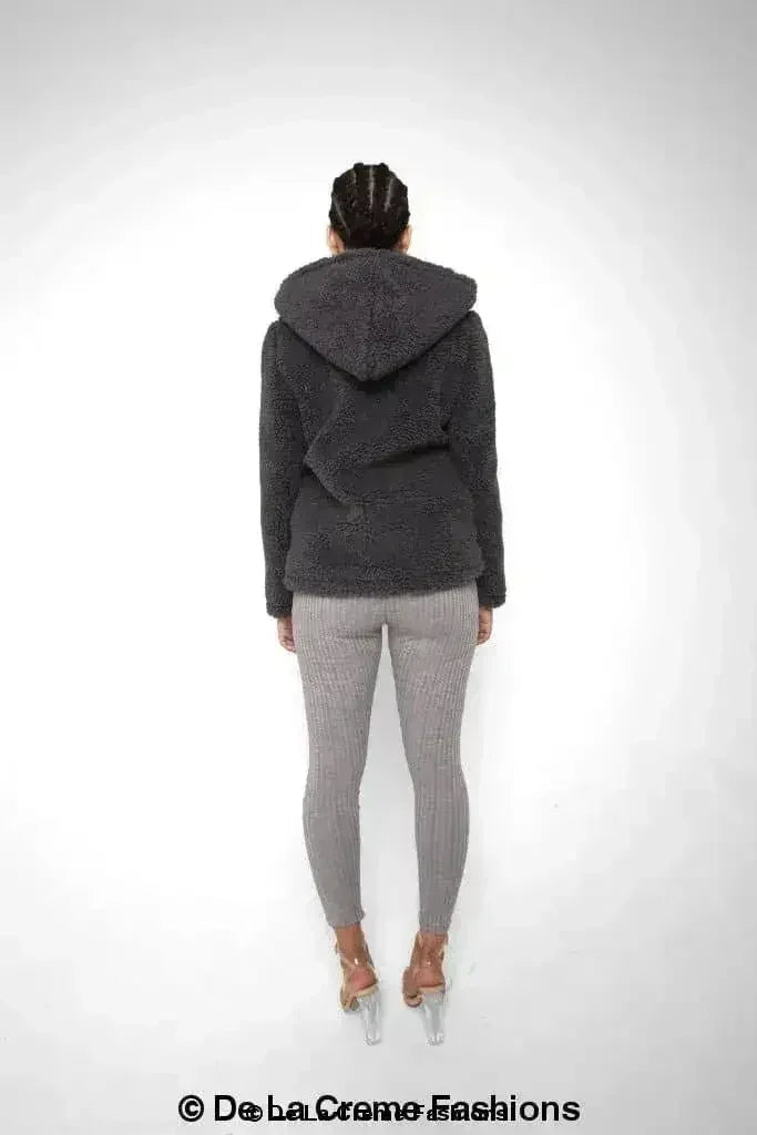 Lauren Zip Up Hooded Borg Teddy Jacket