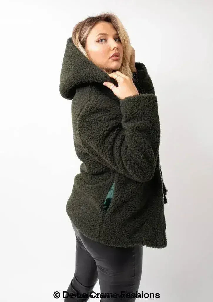 Lauren Zip Up Hooded Borg Teddy Jacket