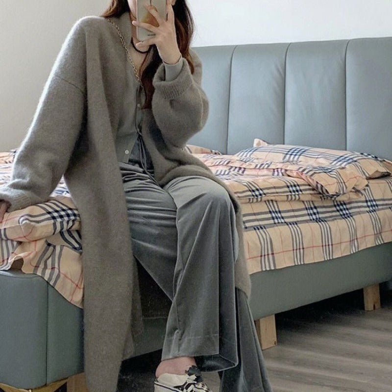 Lazy Style Mid-Length Knit Cardigan(MS156)