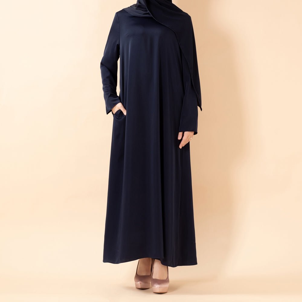 Leaf Embellishment Satin 3-Piece Abaya Set for Eid (MOA244)