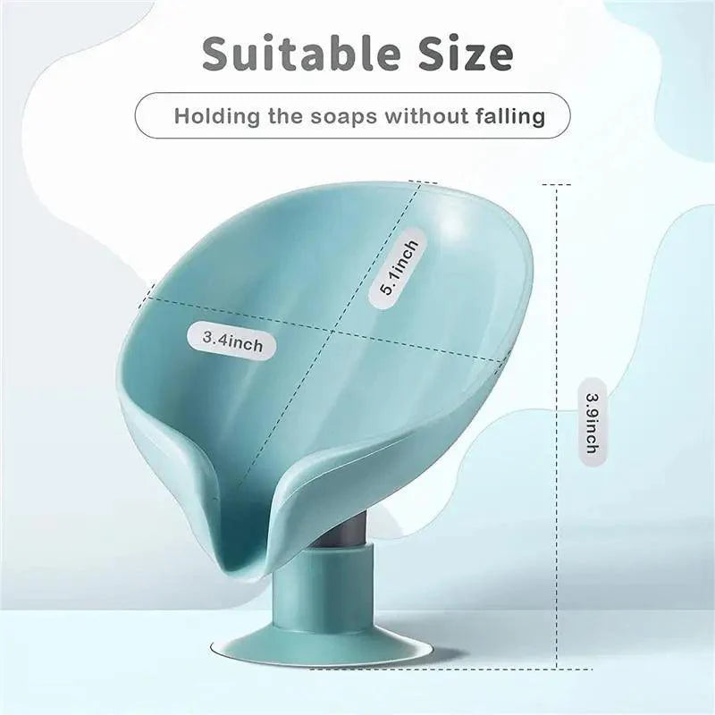 Leaf Shape Soap Box Drain Soap Holder Box Kichen Bathroom Accessories Toilet Laundry Soap Box Bathroom Supplies Tray Gadgets Soap Holder Leaf-Shape Self Draining Soap Dish Holder Not Punched Easy Clean Bar Soap Holder With Suction Cup Soap Dish