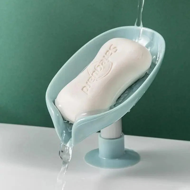 Leaf Shaped Soap Dish Holder Suction Cup Soap Dish For Bathroom Shower Soap Box Sponge Soap Holder Storage Tray Soap container Soap Dish Holder Lotus Leaf Shape With Suction Cup Drain Detachable Soap Box Not Punched Toilet Bath Drain Shelf Storage