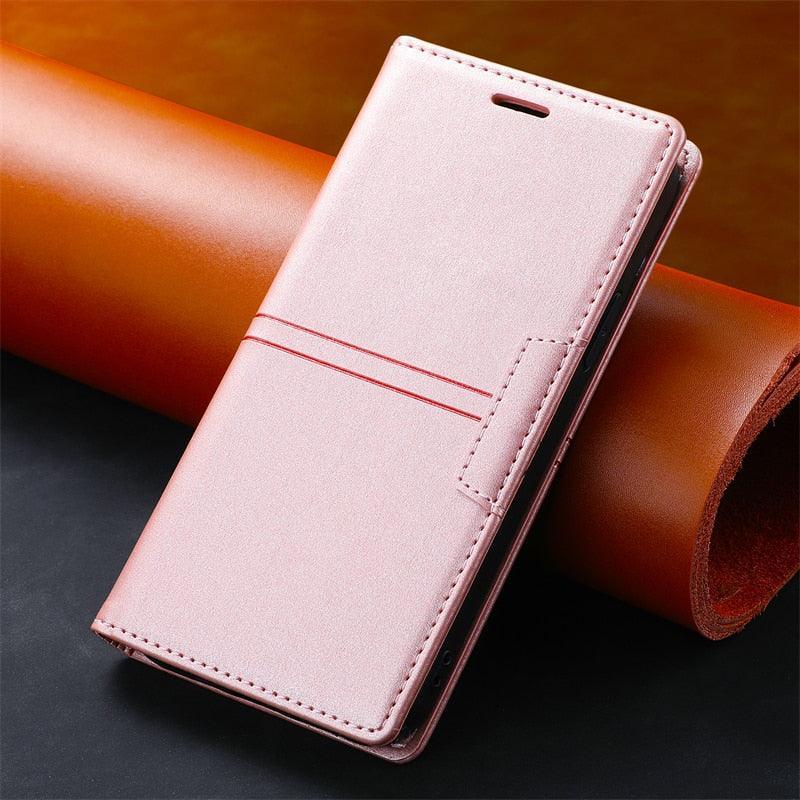 Leather Case Folding Flip Case with Kickstand Credit Card Slot Magnetic Closure Protective Case for iPhone Leather Case For iPhone 14 13 12 11 Pro Mini Flip Case Cover