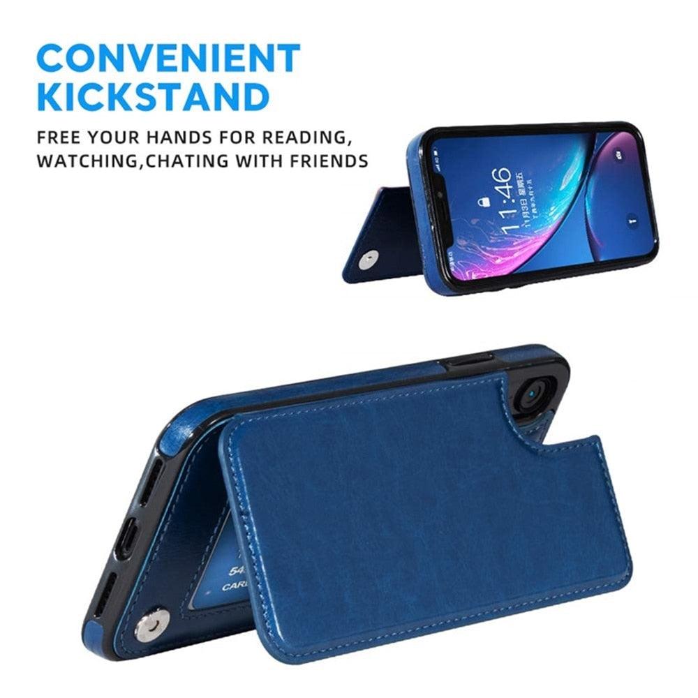 Leather Retro Card Holder Flip Cover for iPhone 11 12 13 14 Pro Max Mini Wallet Case iPhone 11 PU Leather Flip Cover Wallet Case For iPhone