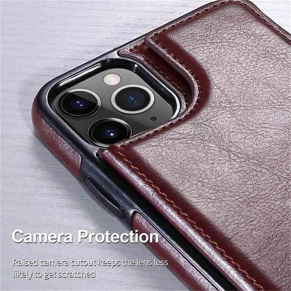 Leather Retro Card Holder Flip Cover for iPhone 11 12 13 14 Pro Max Mini Wallet Case iPhone 11 PU Leather Flip Cover Wallet Case For iPhone