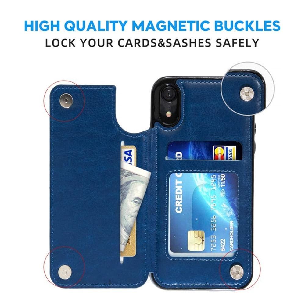 Leather Retro Card Holder Flip Cover for iPhone 11 12 13 14 Pro Max Mini Wallet Case iPhone 11 PU Leather Flip Cover Wallet Case For iPhone