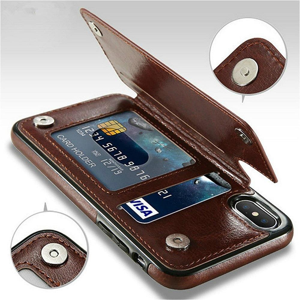 Leather Retro Card Holder Flip Cover for iPhone 11 12 13 14 Pro Max Mini Wallet Case iPhone 11 PU Leather Flip Cover Wallet Case For iPhone
